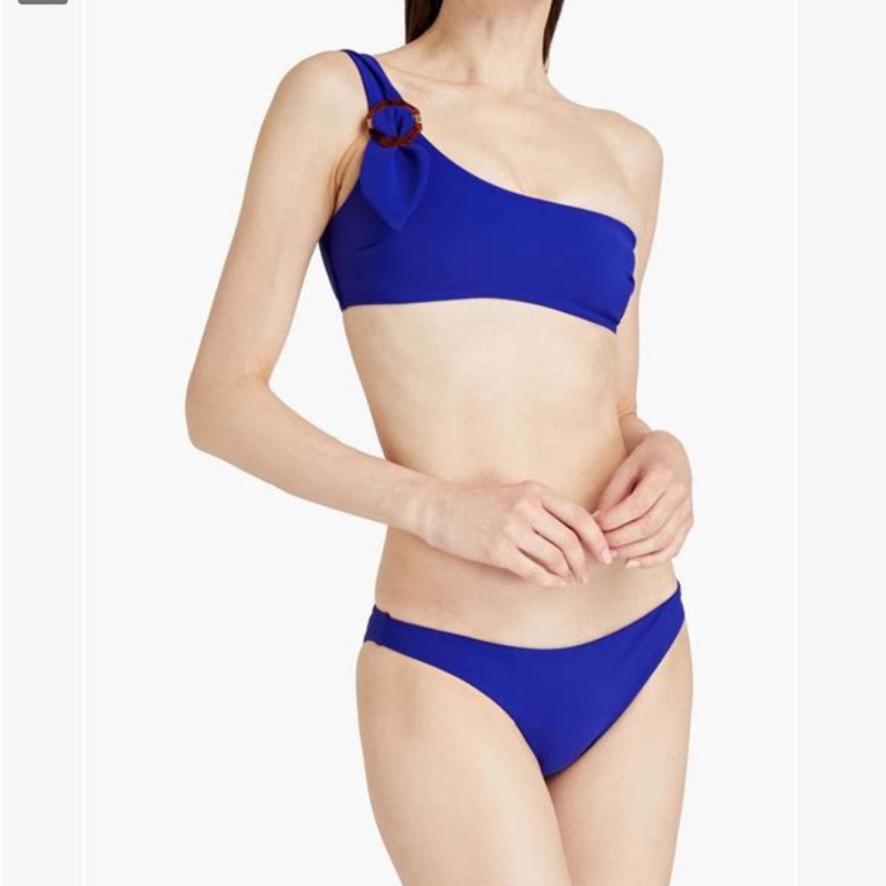 One-Shoulder Blue Women’s Bikini with Knot Detail - BOTTOMS ONLY